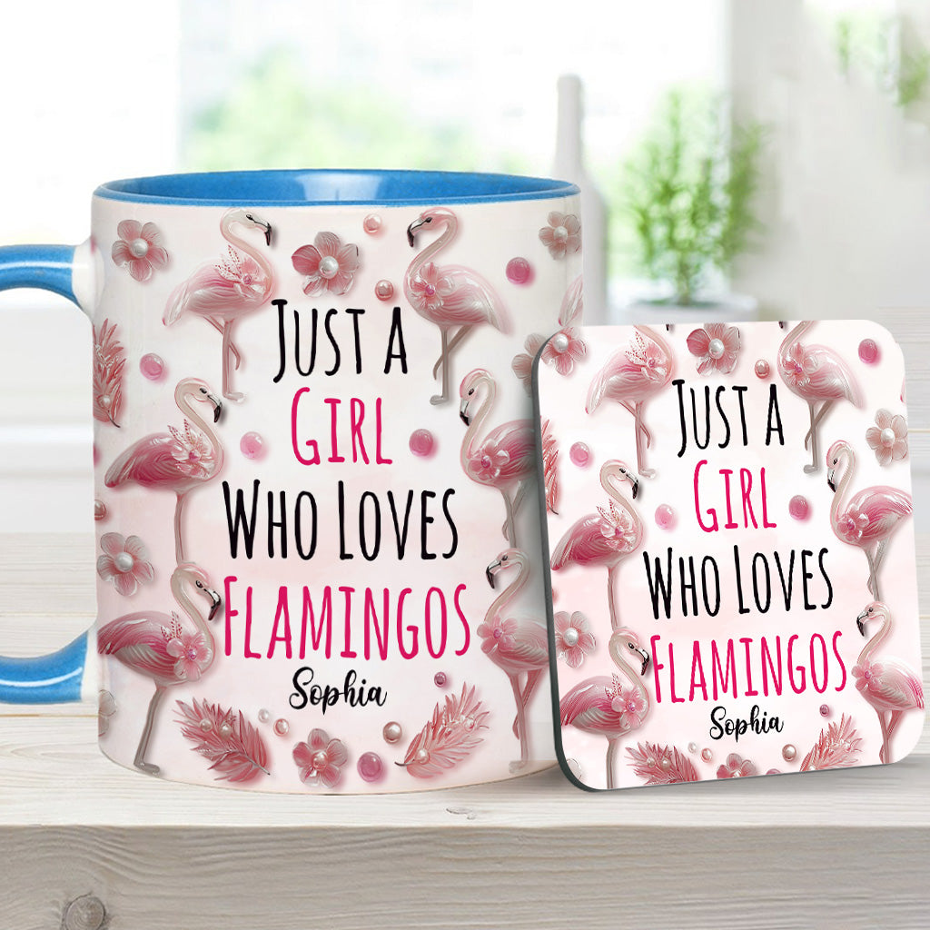 Just A Girl Who Loves Flamingos - Personalized Flamingo Accent Mug