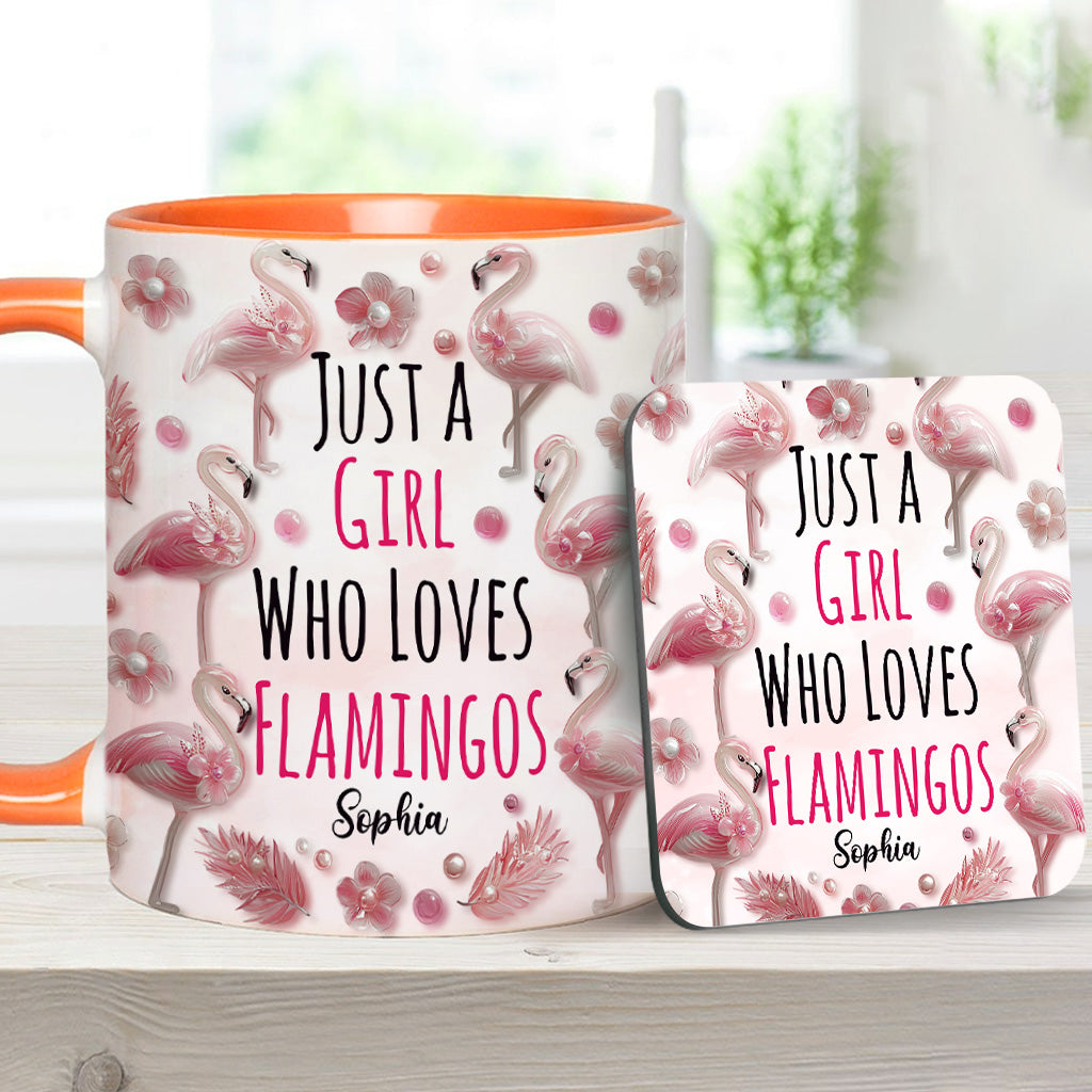 Just A Girl Who Loves Flamingos - Personalized Flamingo Accent Mug