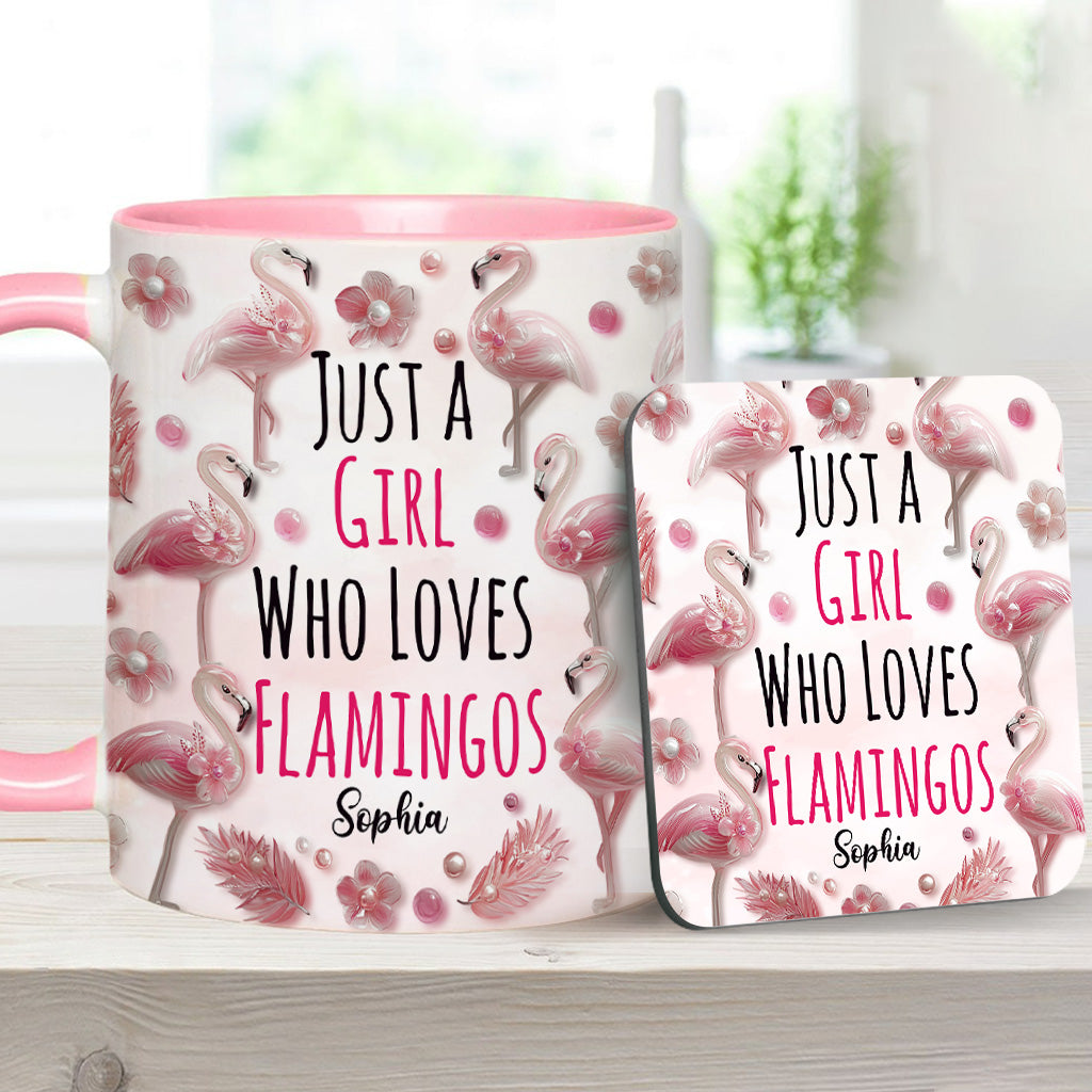 Just A Girl Who Loves Flamingos - Personalized Flamingo Accent Mug
