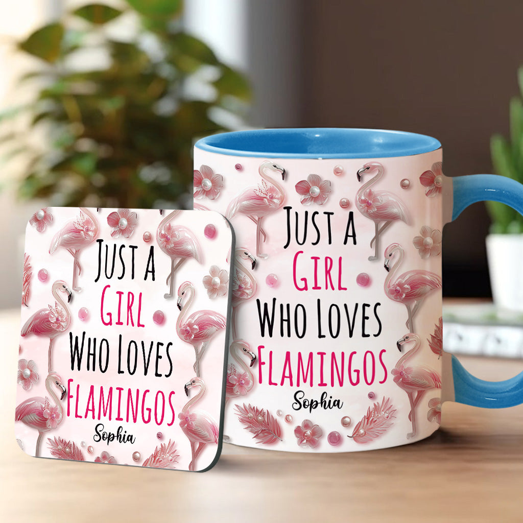 Just A Girl Who Loves Flamingos - Personalized Flamingo Accent Mug