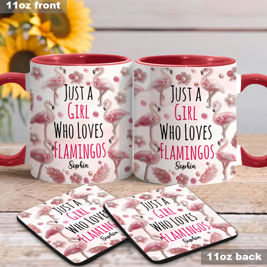 Just A Girl Who Loves Flamingos - Personalized Flamingo Accent Mug