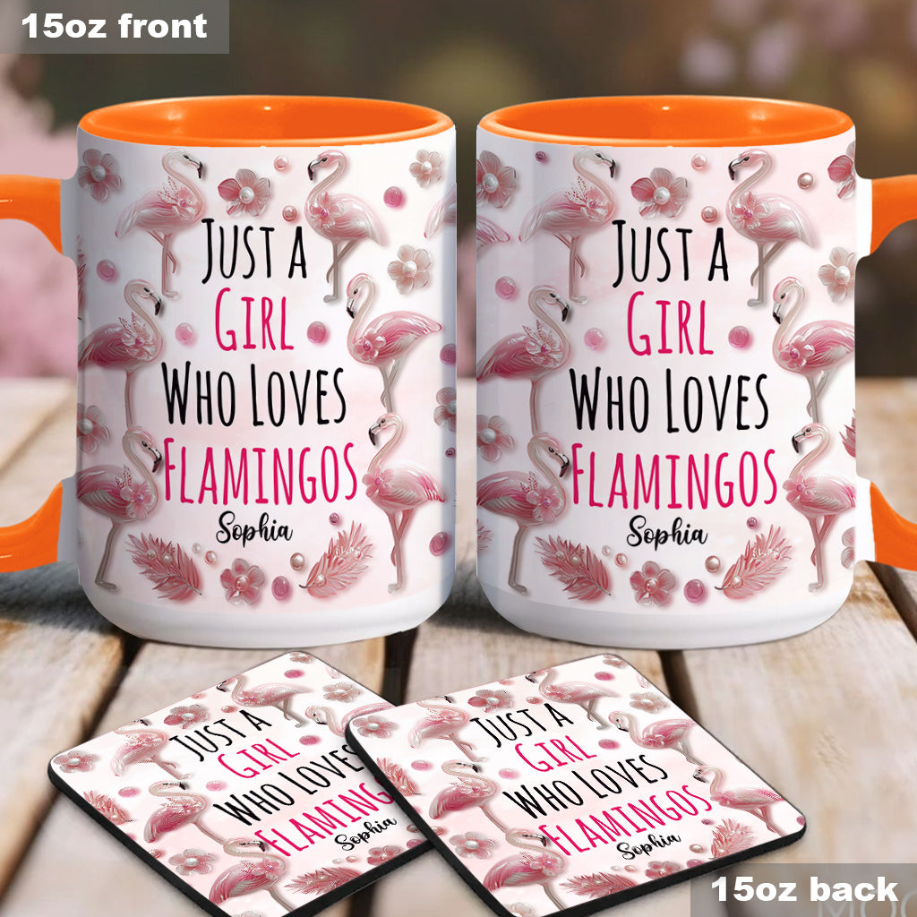 Just A Girl Who Loves Flamingos - Personalized Flamingo Accent Mug