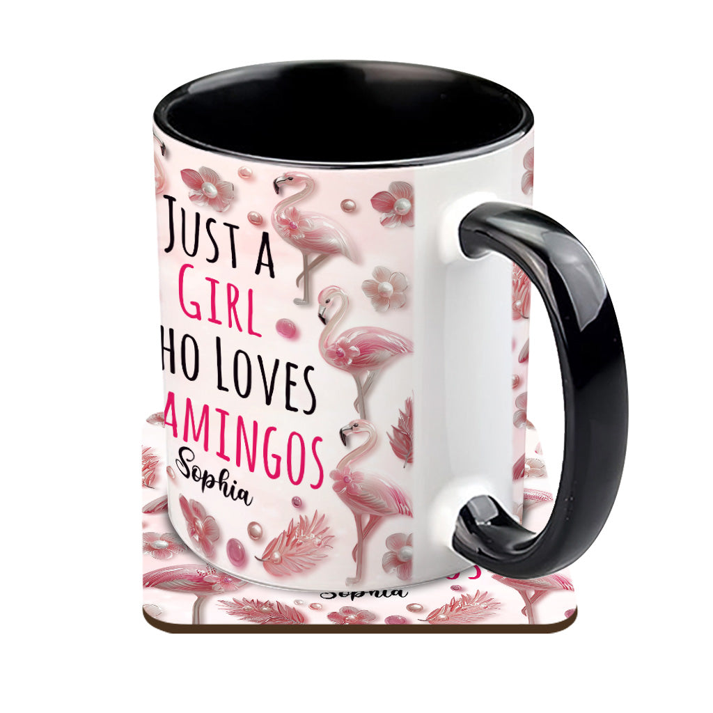 Just A Girl Who Loves Flamingos - Personalized Flamingo Accent Mug