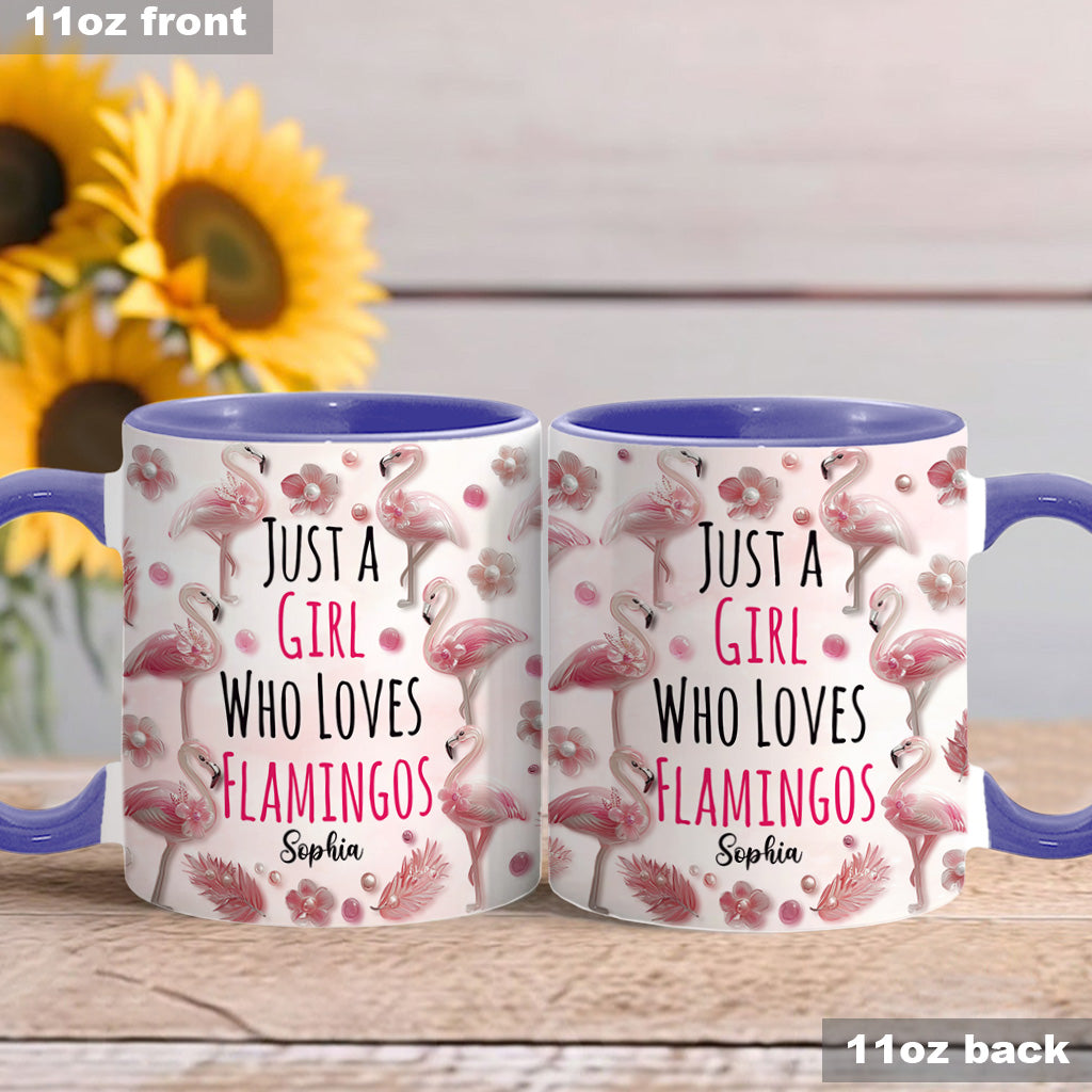Just A Girl Who Loves Flamingos - Personalized Flamingo Accent Mug