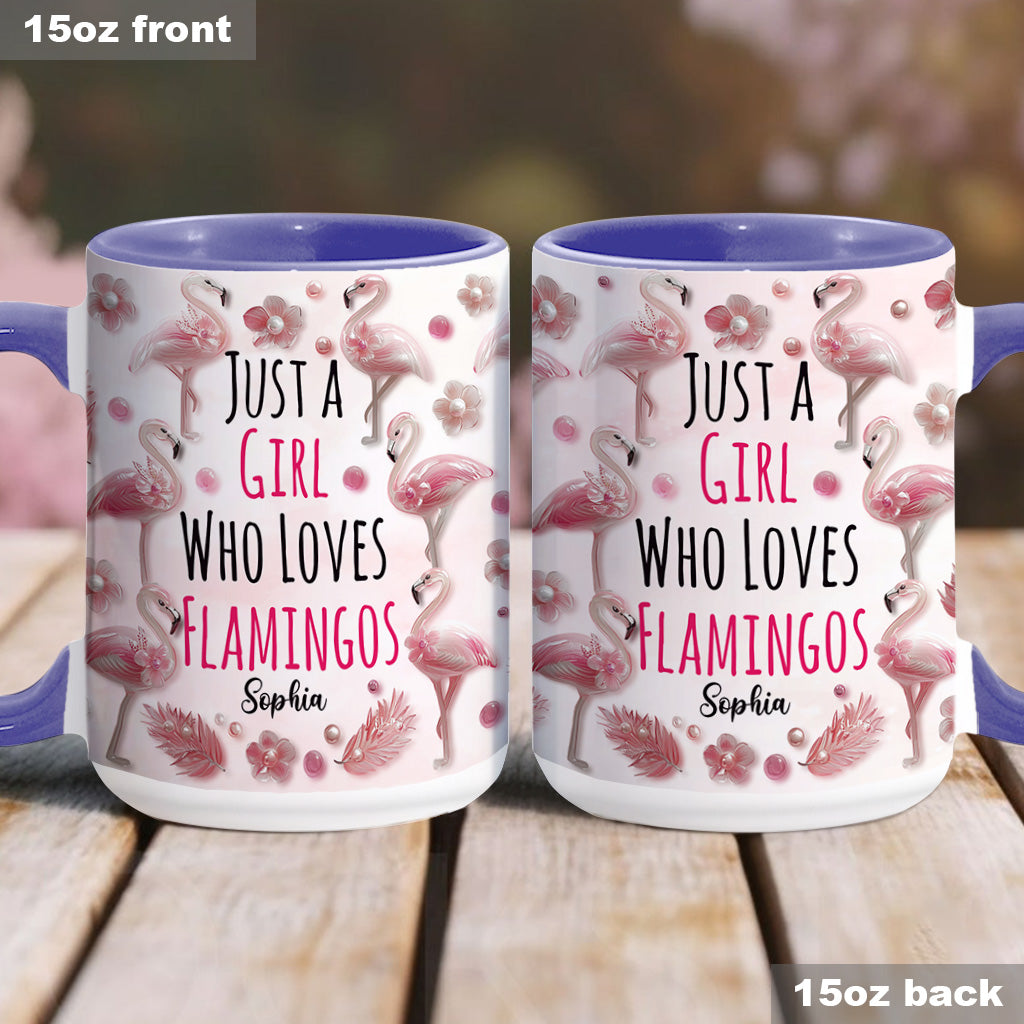 Just A Girl Who Loves Flamingos - Personalized Flamingo Accent Mug