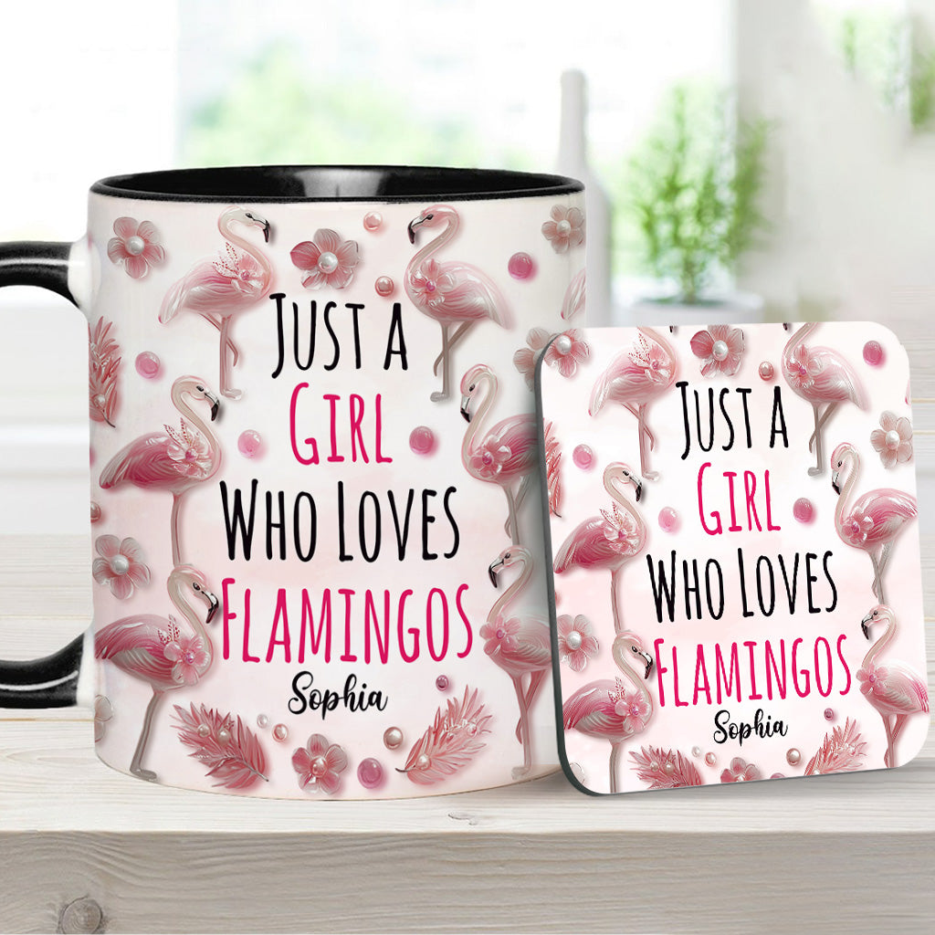 Just A Girl Who Loves Flamingos - Personalized Flamingo Accent Mug