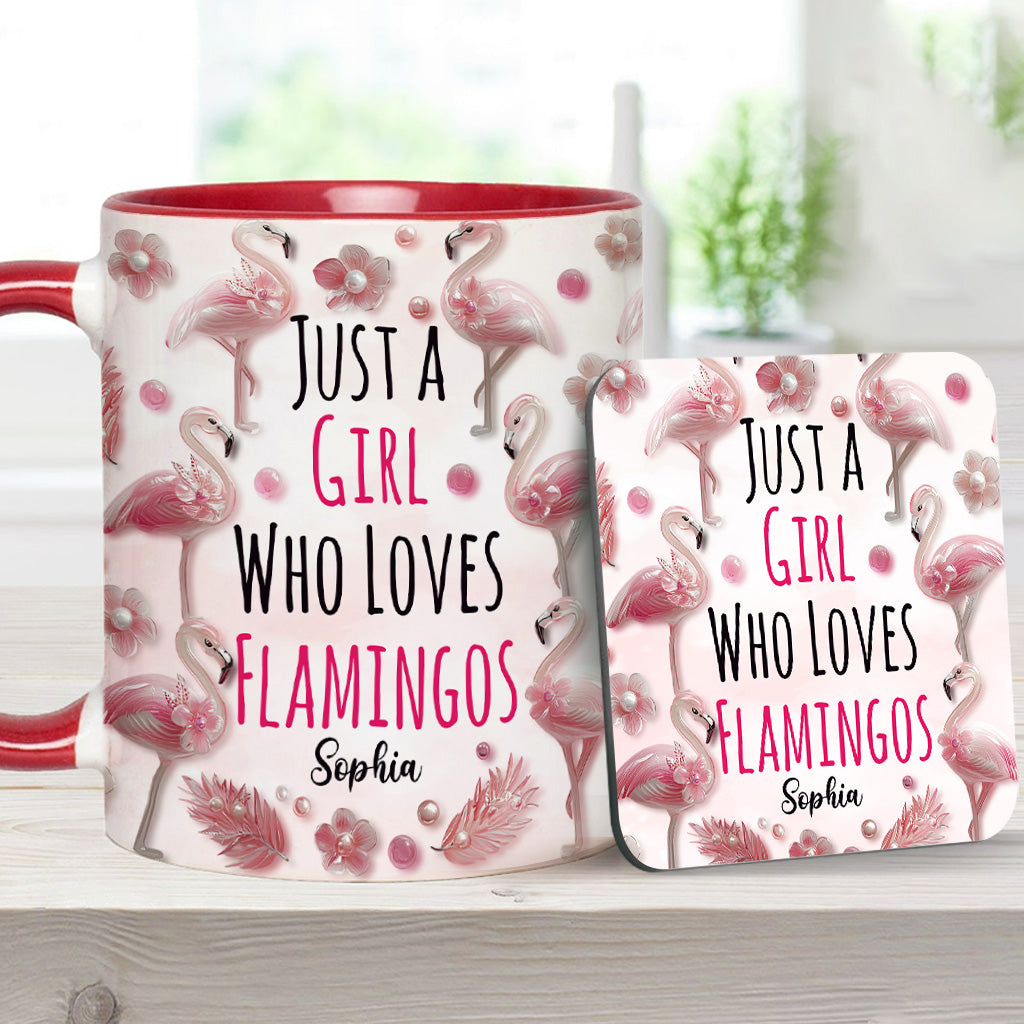 Just A Girl Who Loves Flamingos - Personalized Flamingo Accent Mug