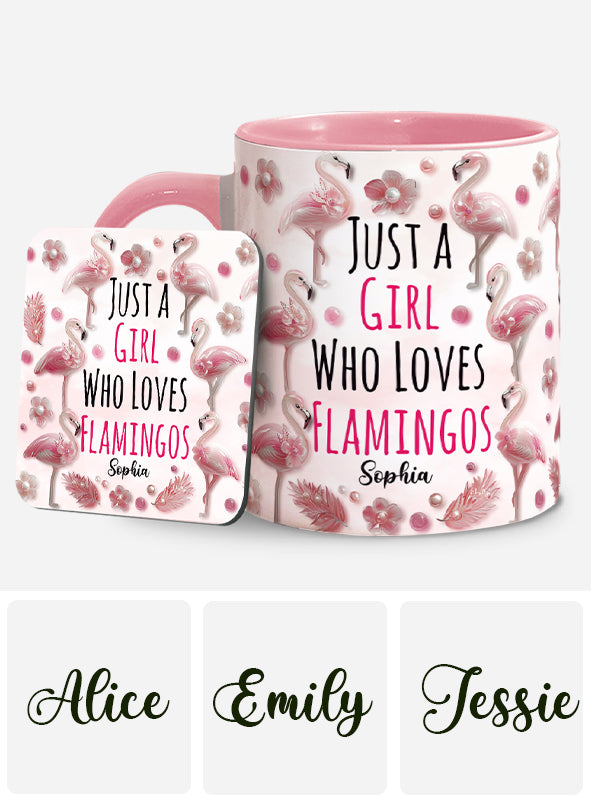 Just A Girl Who Loves Flamingos - Personalized Flamingo Accent Mug