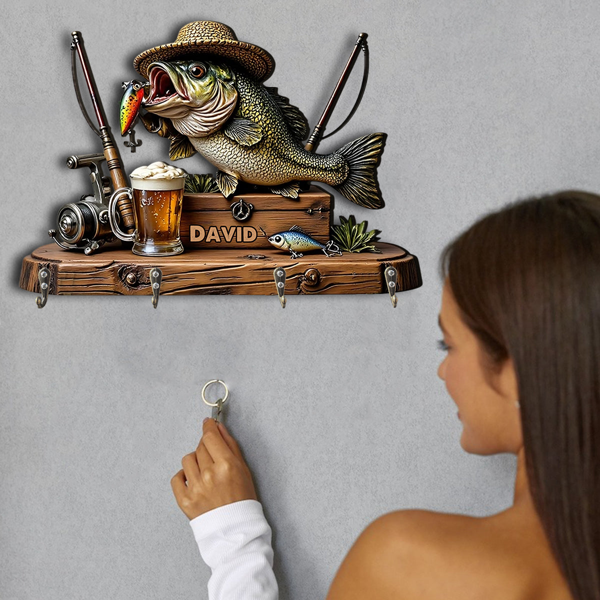 Passionné de pêche ? Support mural personnalisé pour la pêche.