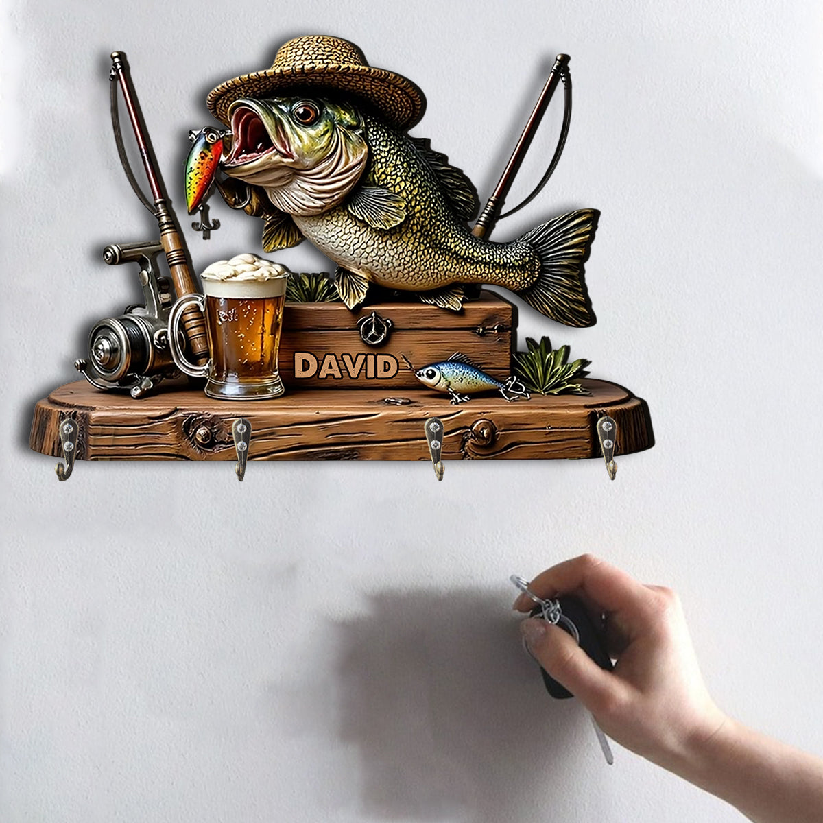 Passionné de pêche ? Support mural personnalisé pour la pêche.