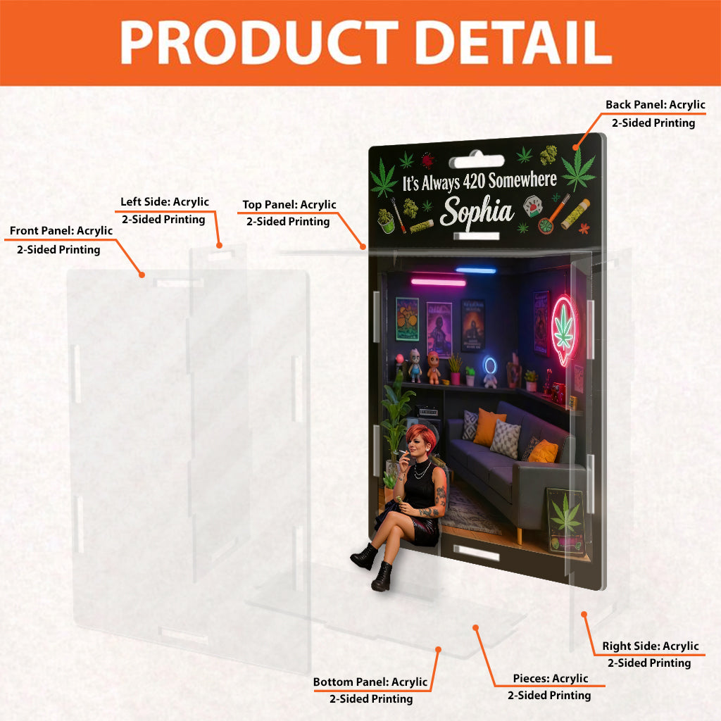 Es ist immer 420 irgendwo - Personalisierte Weed Acryl Display Box