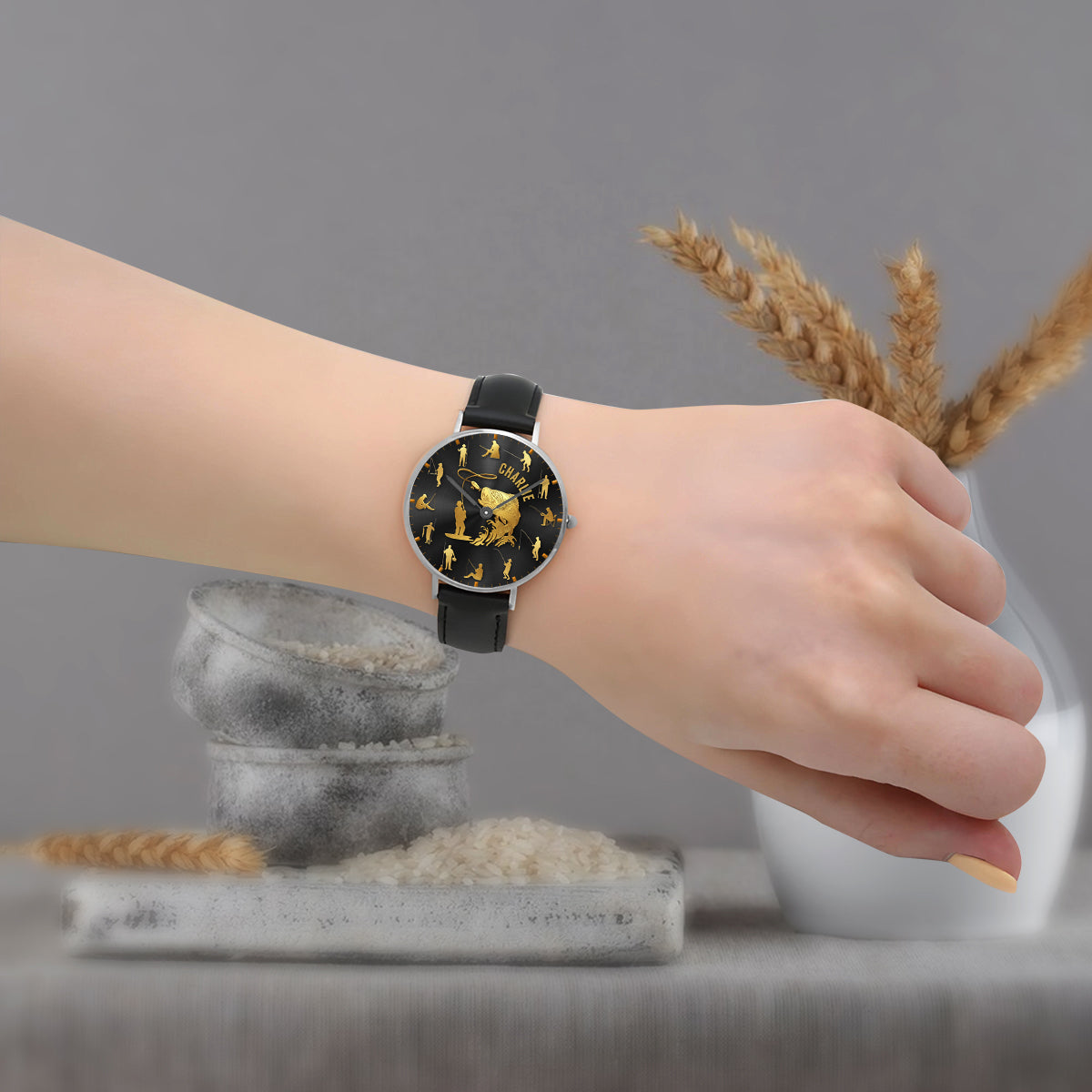 Fishing Silhouette - Personalized Fishing Hand Watch