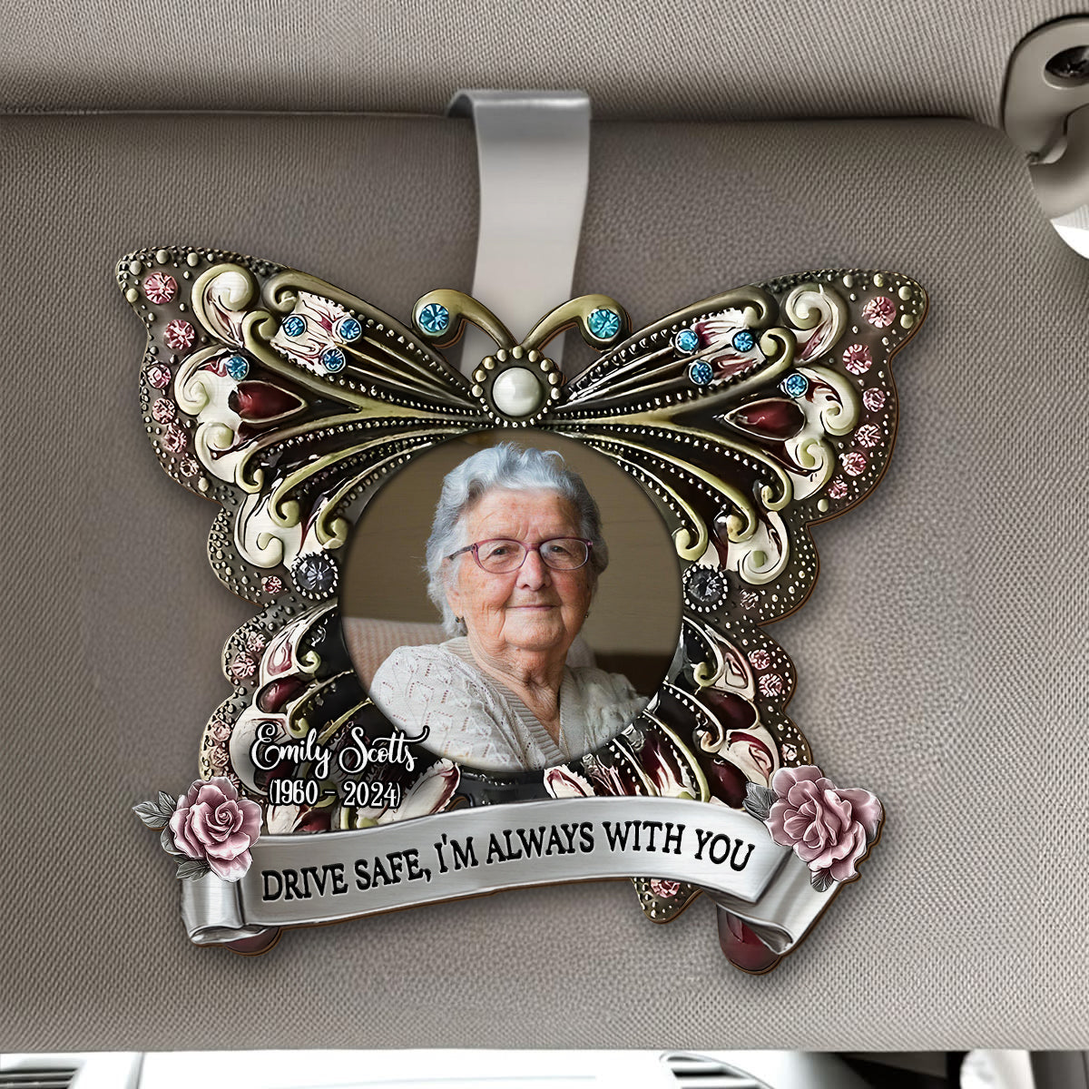 Always With You - Personalized Memorial Shaped Car Visor Clip