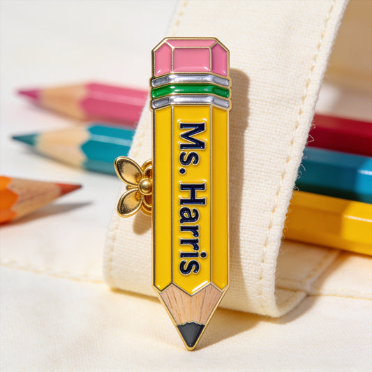 Bleistiftförmiges Lehrer Geschenk - Personalisierte Lehrer 3D Präge Emaille Brosche