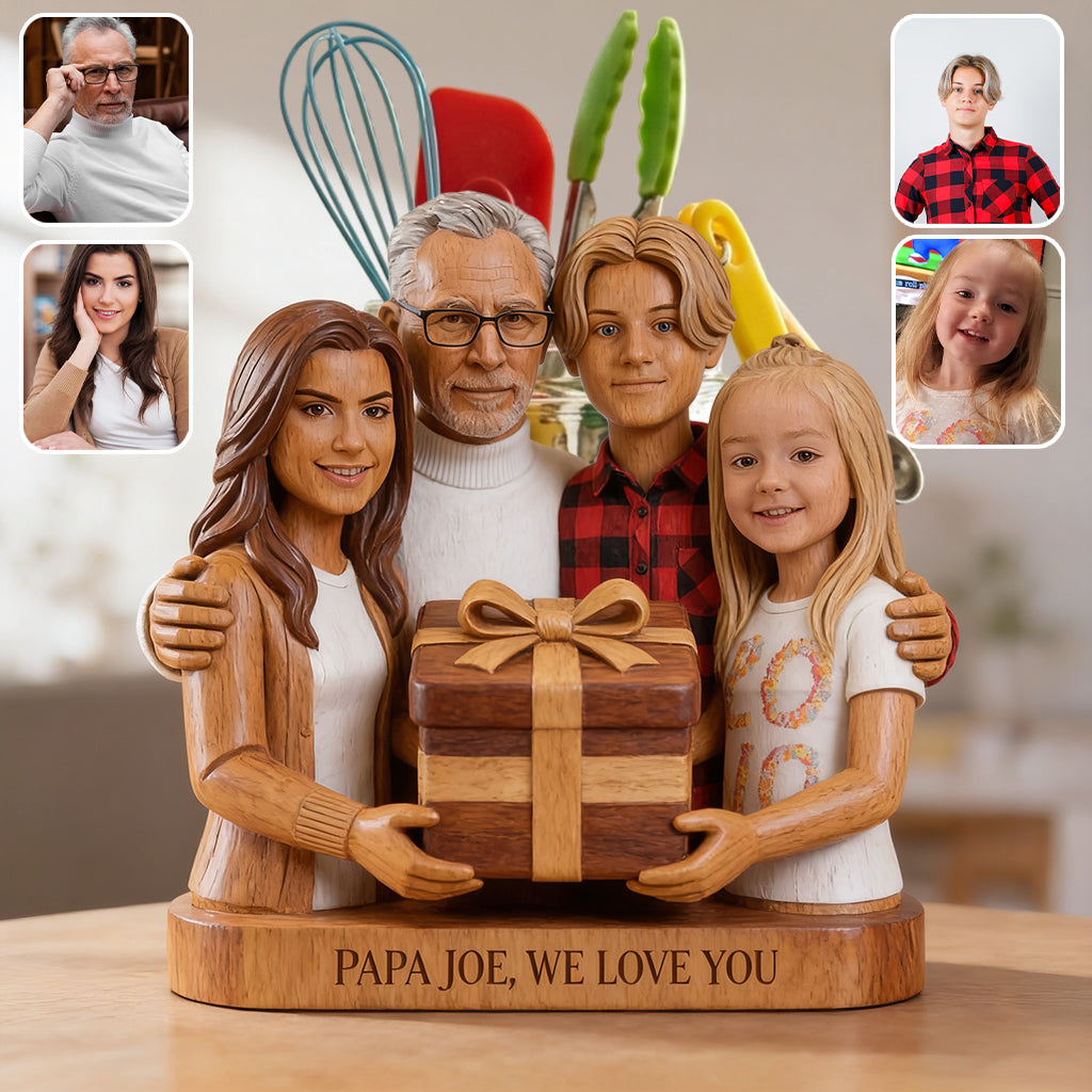 Porte-stylo Papa - Organisateur de Bureau en Bois Personnalisé
