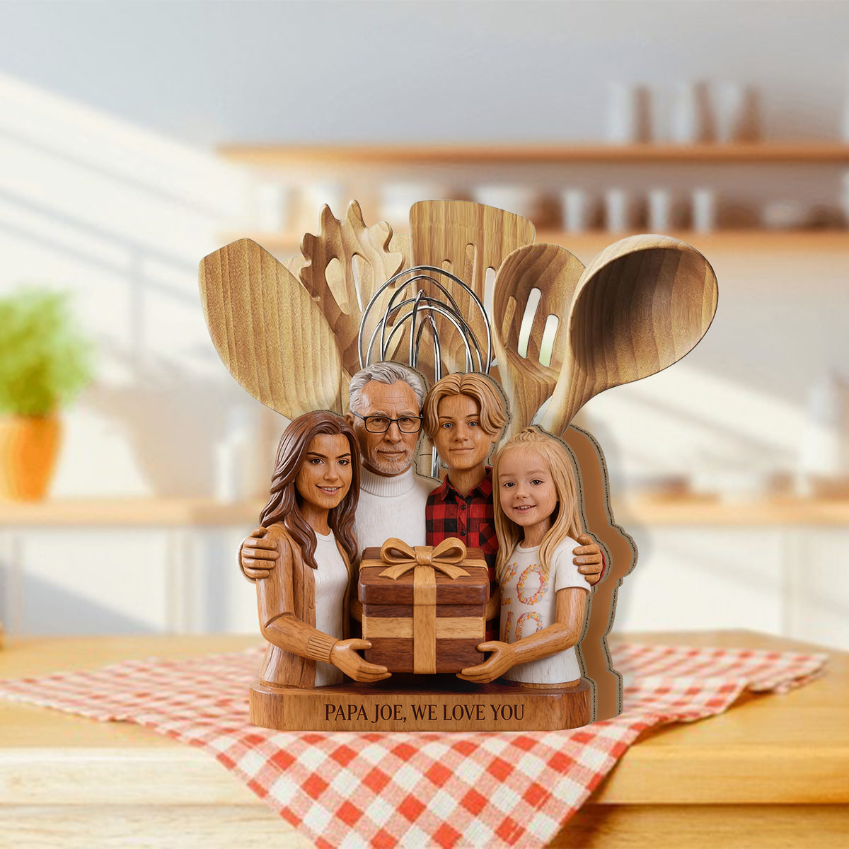 Porte-stylo Papa - Organisateur de Bureau en Bois Personnalisé
