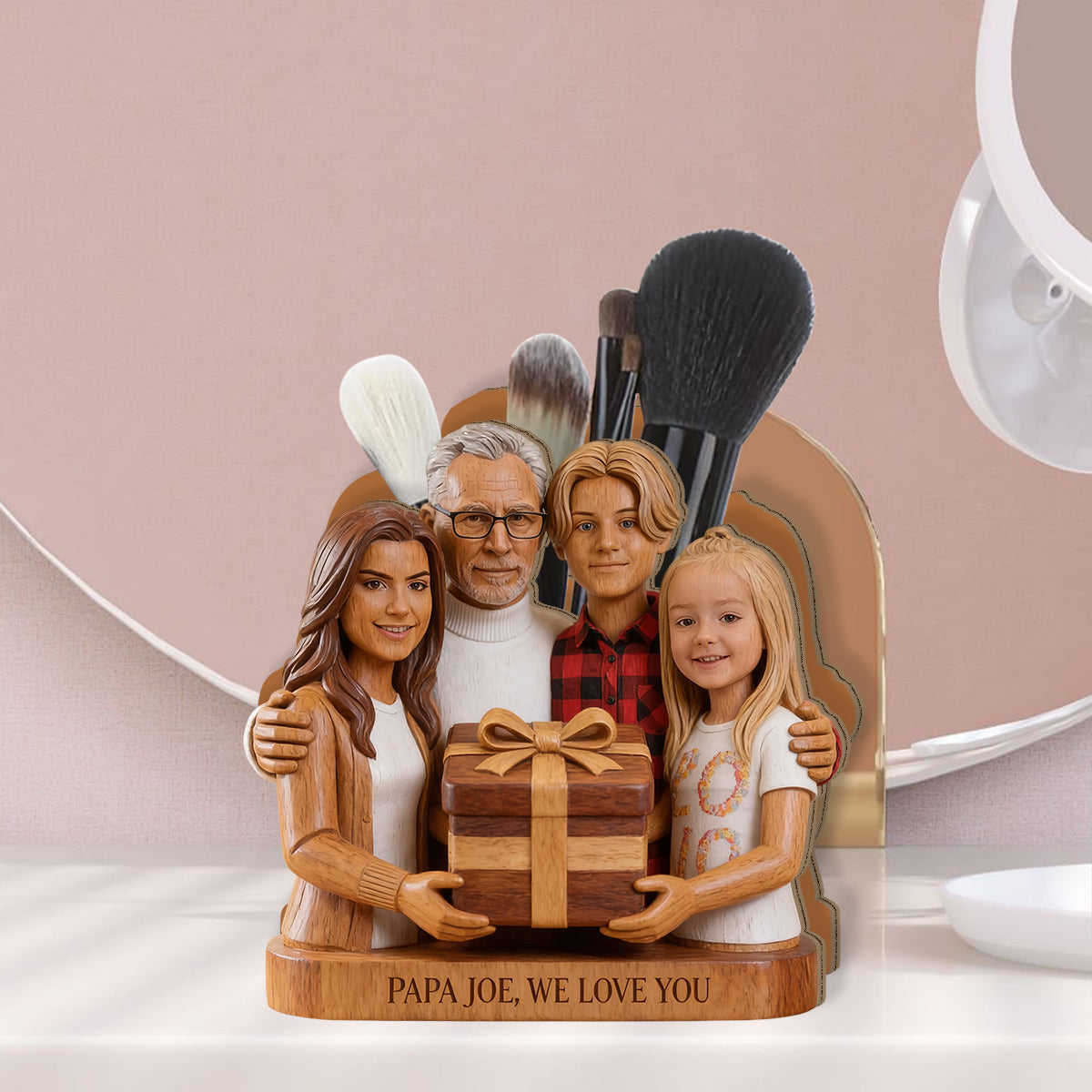 Porte-stylo Papa - Organisateur de Bureau en Bois Personnalisé