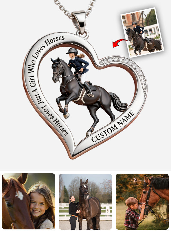 Collier pendentif personnalisé en métal en forme de cheval, réalisé à partir de n'importe quelle photo
