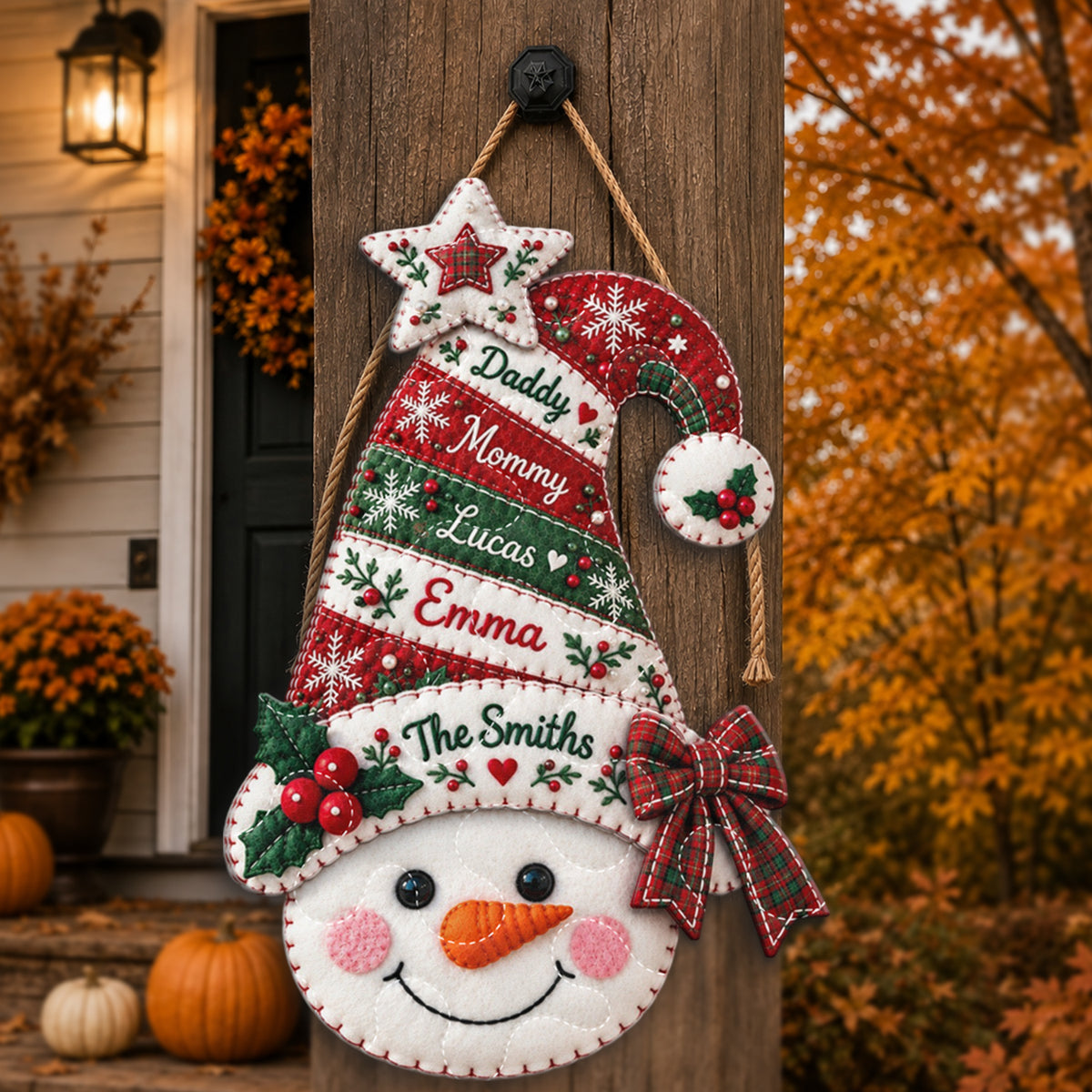 Family Reunion - Personalized Christmas Quilted Door Hanger
