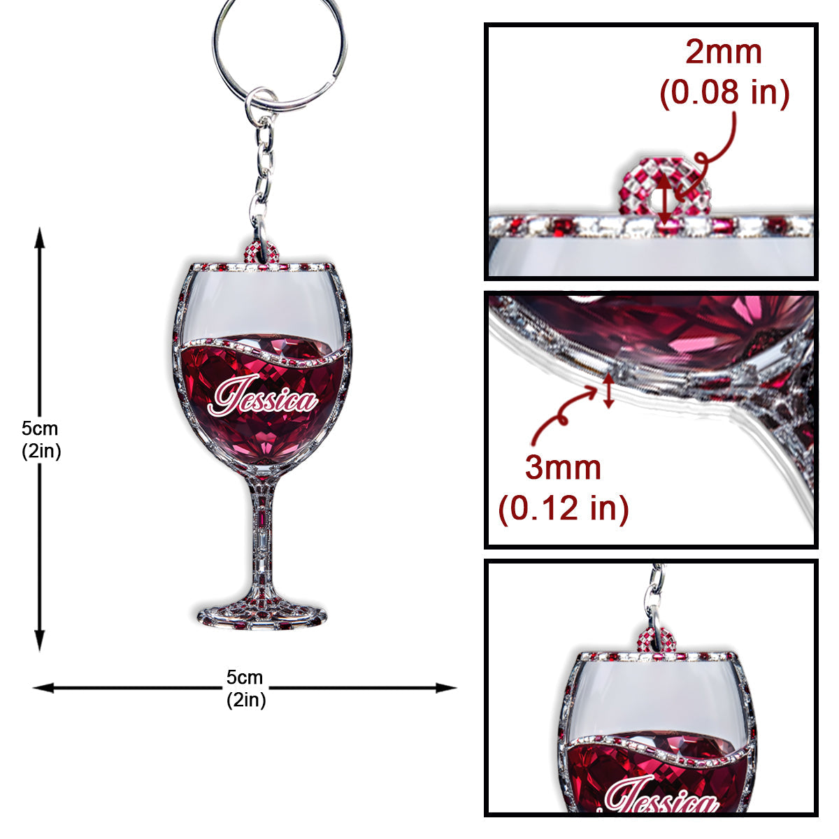 Porte-clés personnalisé « Juste une fille qui aime le vin »