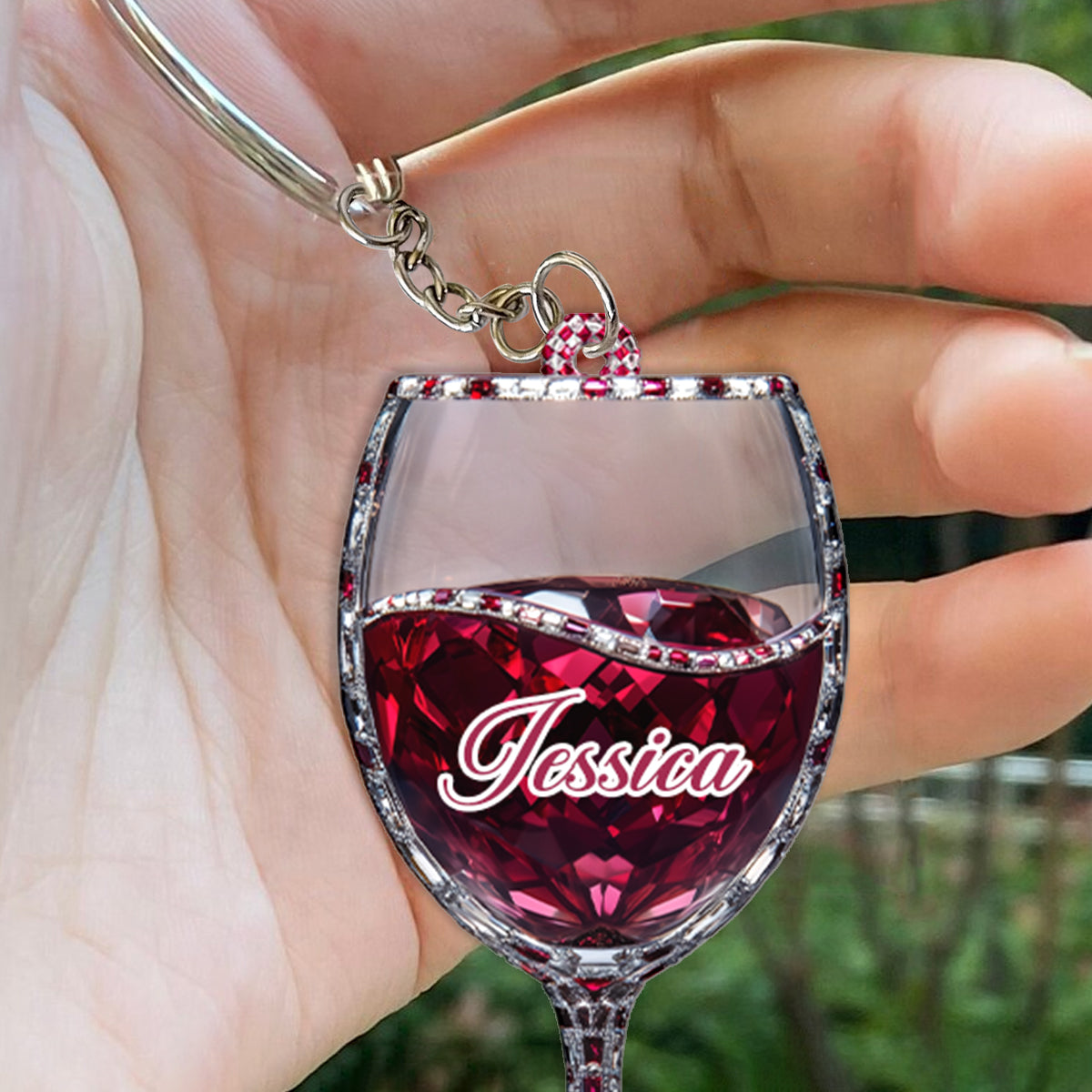 Porte-clés personnalisé « Juste une fille qui aime le vin »