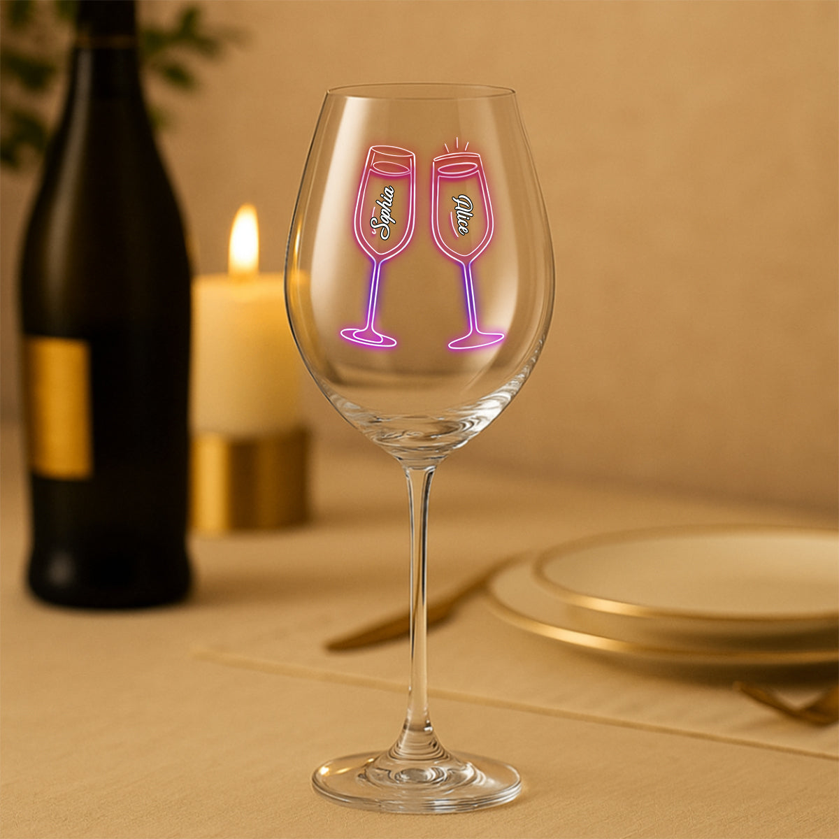 Auf ein weiteres Jahr voller Freundschaft bei einem Glas Wein – personalisiertes Weinglas mit langem Stiel für beste Freundinnen!