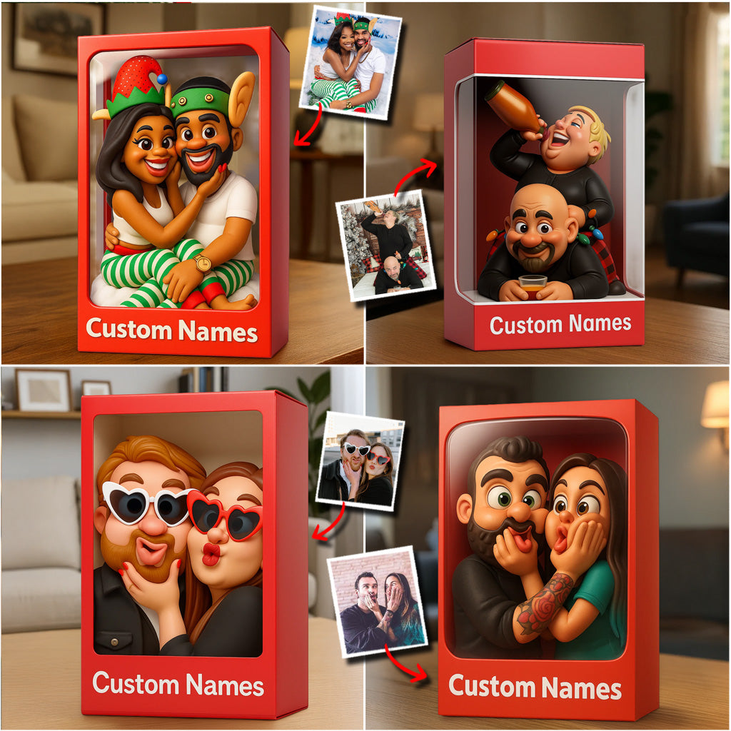 Funny Gift Cartoonish Exaggerated Mascot Style - Personalized Couple Custom Shaped Acrylic Plaque