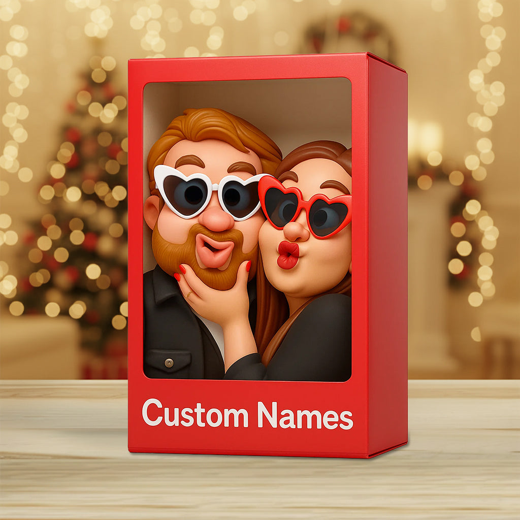 Funny Gift Cartoonish Exaggerated Mascot Style - Personalized Couple Custom Shaped Acrylic Plaque