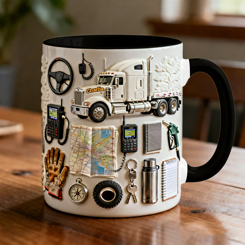 LKW-Fahrer - Personalisierter Becher mit LKW-Motiv