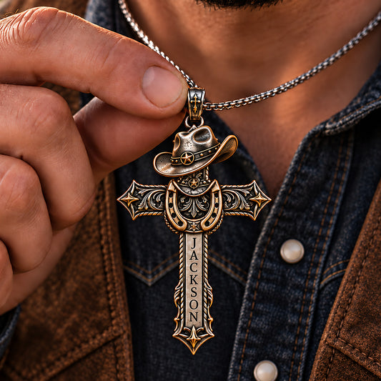 Ride par la Foi - Collier Pendentif Métal Personnalisé en Forme de Vêtement Western