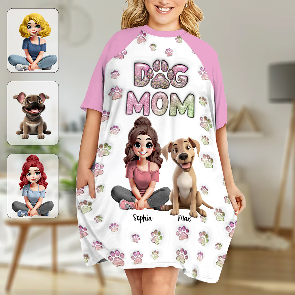Maman de chien - Robe-t-shirt personnalisée pour dormir avec son chien