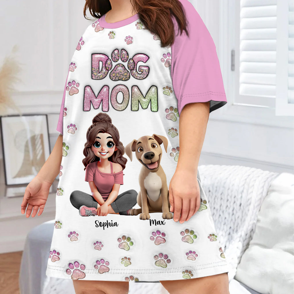 Maman de chien - Robe-t-shirt personnalisée pour dormir avec son chien