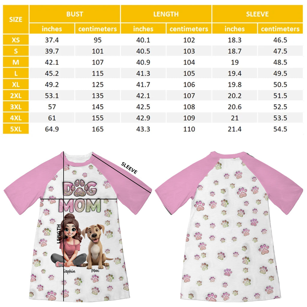 Maman de chien - Robe-t-shirt personnalisée pour dormir avec son chien