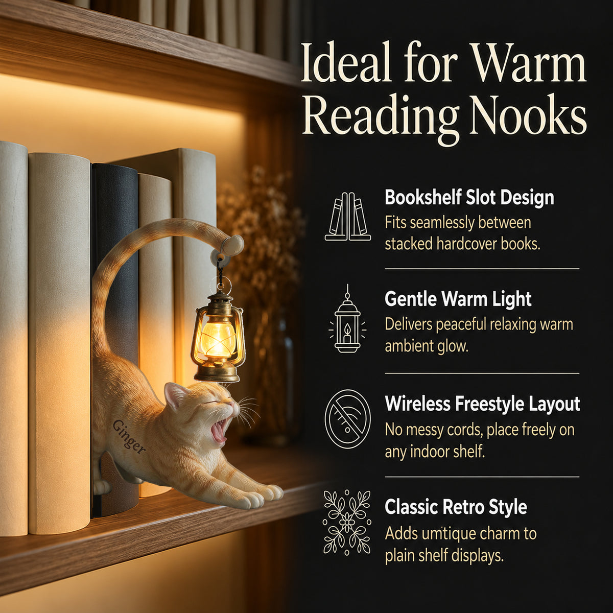 Ma Petite Lumière - Lampe de Bibliothèque Personnalisée pour Chat