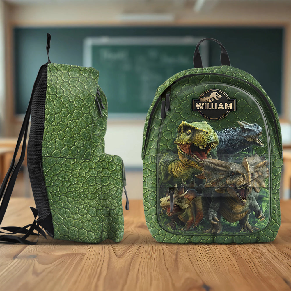 Dinosaurierwelt – Personalisierte Kinder-Klassiker-Kappe & Rucksack