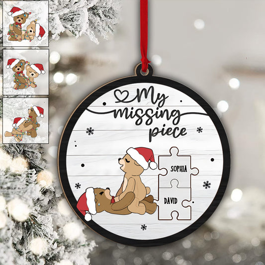 My Missing Piece - Personalized Couple 2 Layered Piece Ornament