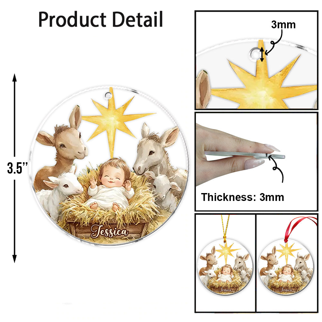 Festliche Krippenszene – Personalisierter christlicher Weihnachtsschmuck