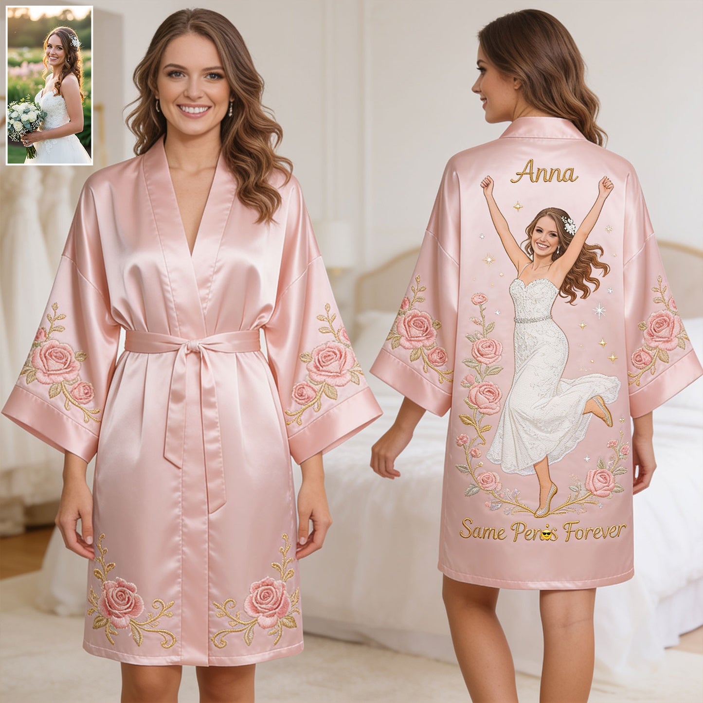 Team Bride - Personalized Wedding Satin Robe