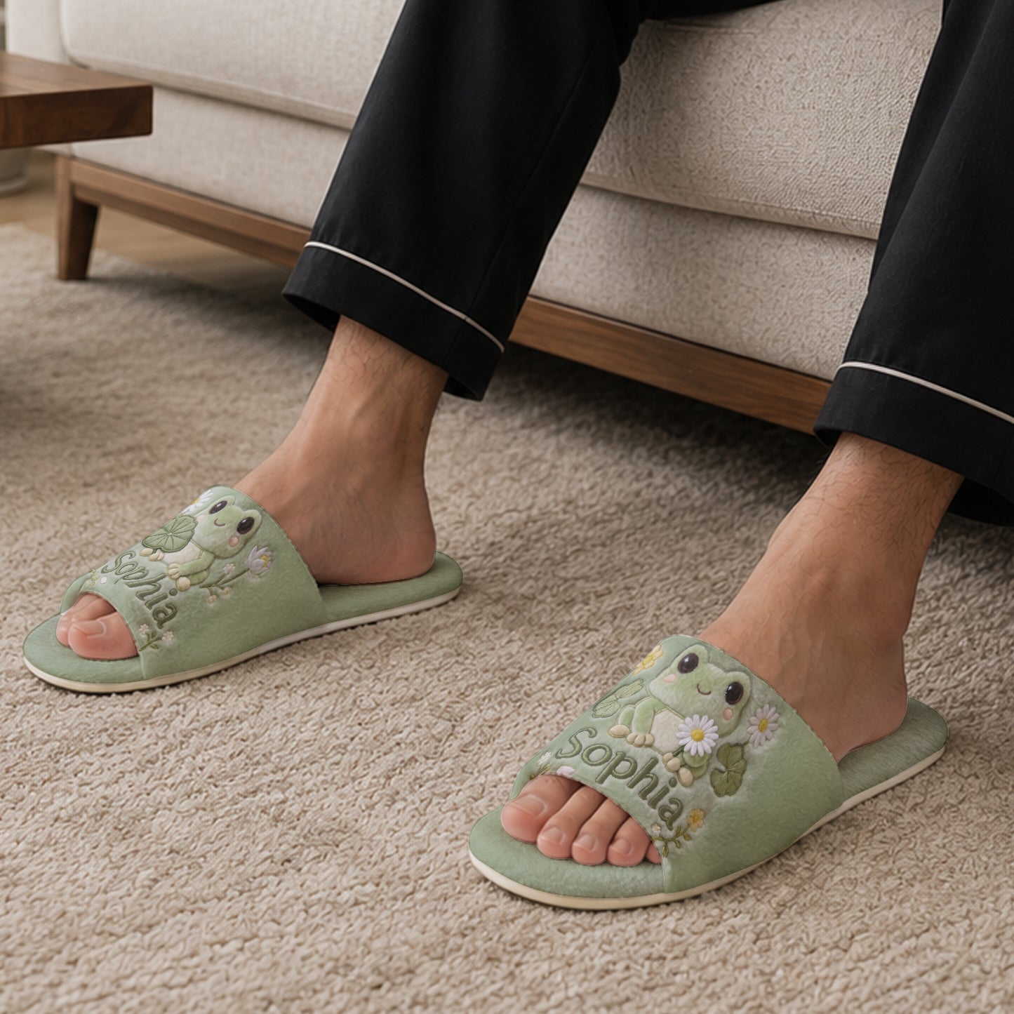 Liebe Frösche - Personalisierte Frosch-Pantoffeln mit offenem Zeh