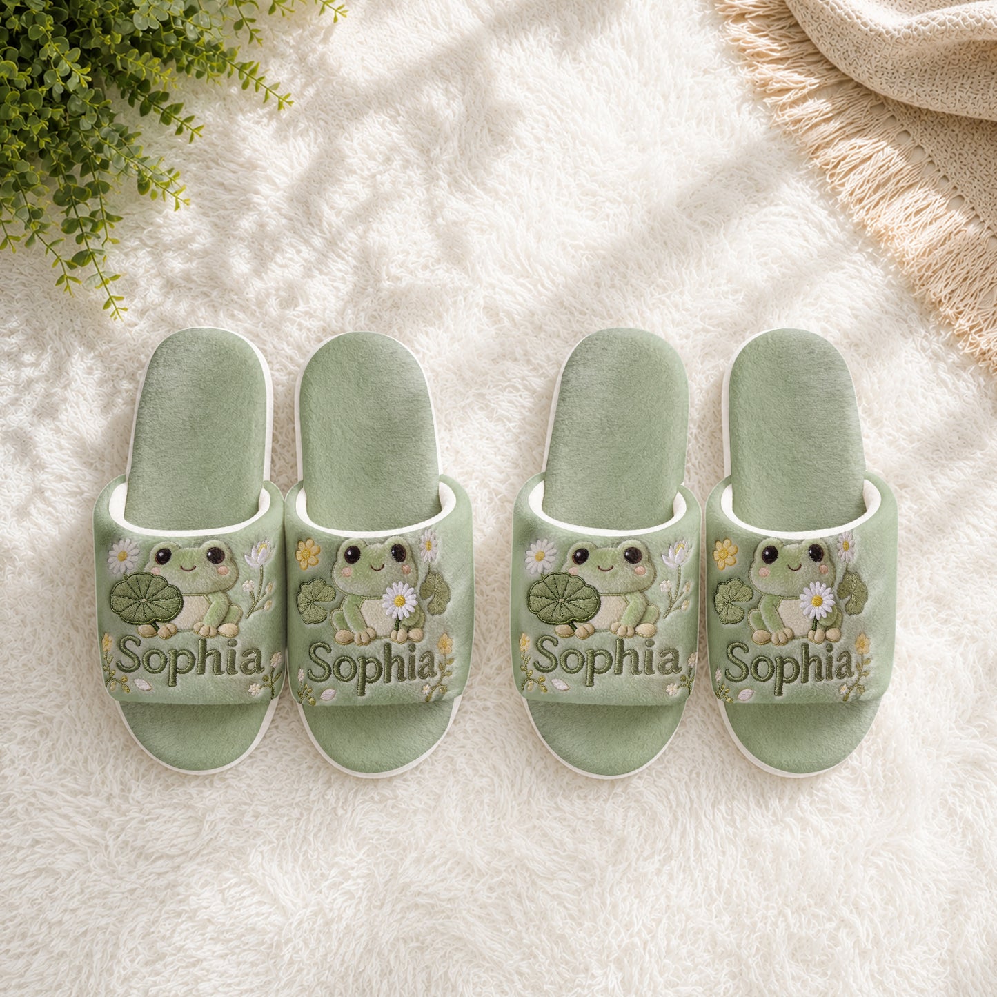 Liebe Frösche - Personalisierte Frosch-Pantoffeln mit offenem Zeh