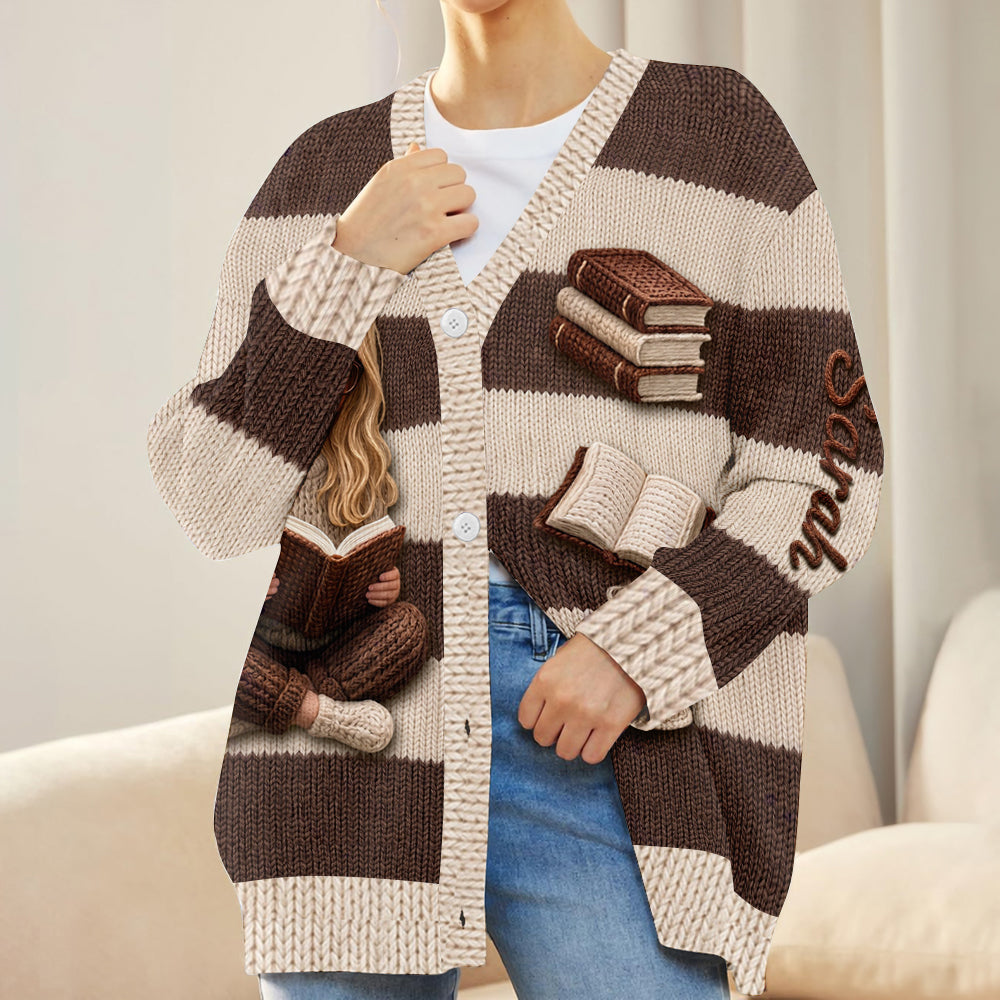 Reading Book Is My Therapy - Personalized Book Cardigan Sweater
