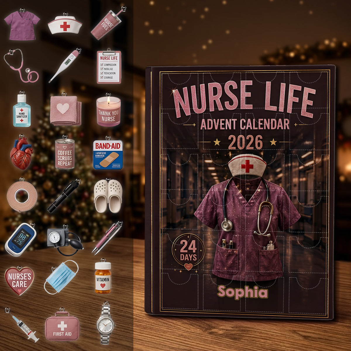 Nurse Life - Personalized Nurse Advent Calendar With Ornaments