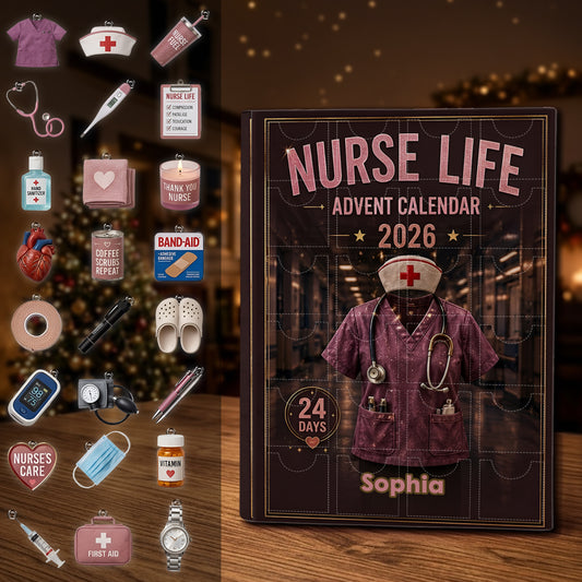 Nurse Life - Personalisierter Adventskalender für Krankenschwestern mit Ornamenten
