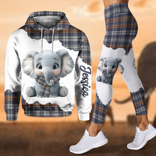 Niedlicher Elefant – Personalisierter Elefanten-Hoodie und Leggings