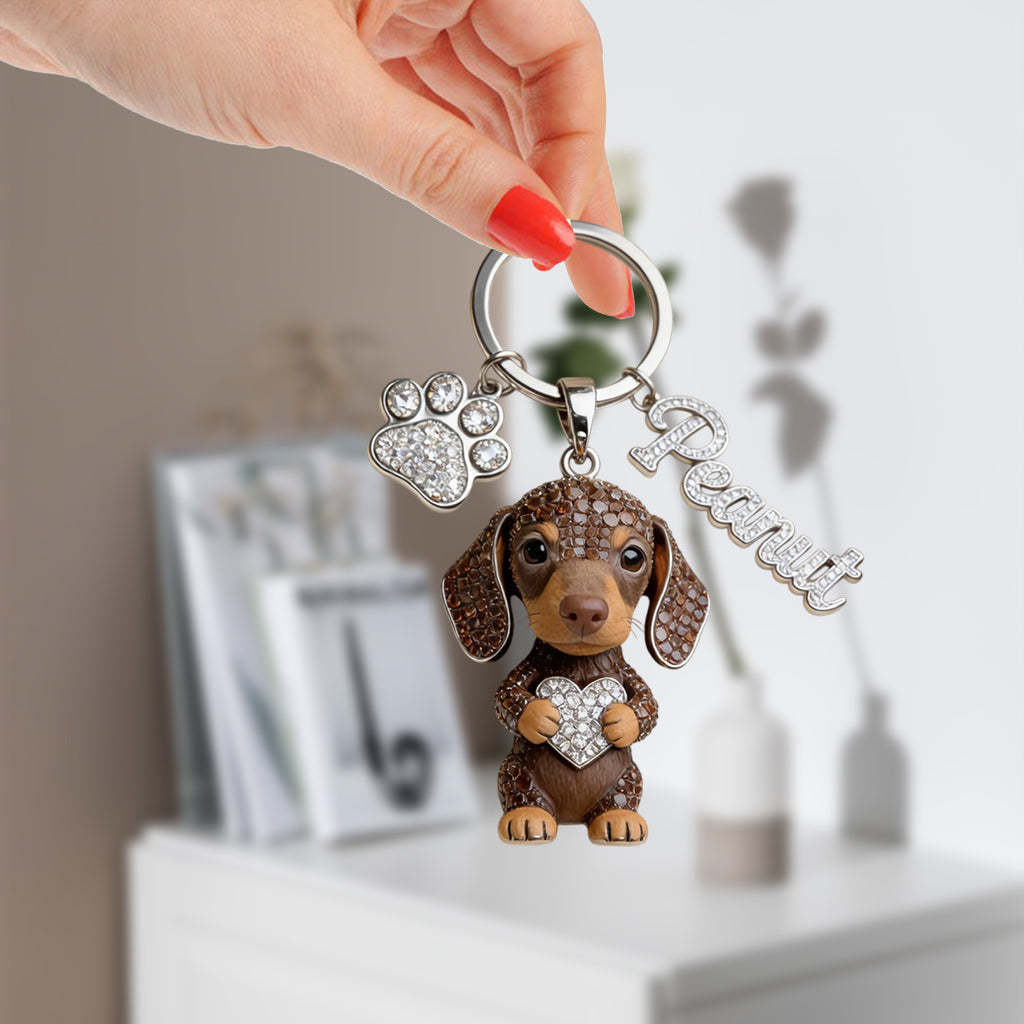 J'adore mes chiens - Porte-clés premium personnalisé avec charms