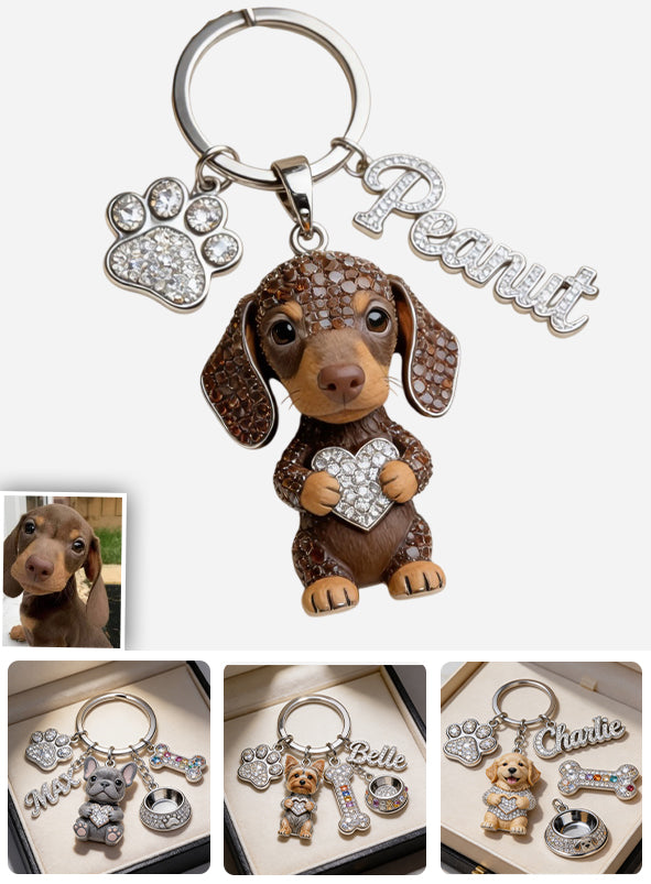 J'adore mes chiens - Porte-clés premium personnalisé avec charms