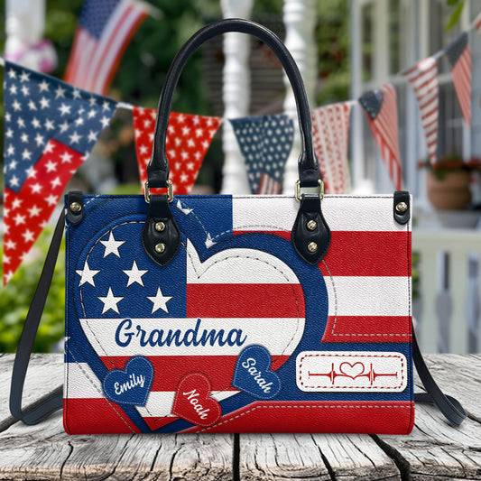 Personalisierte Lederhandtasche zum Unabhängigkeitstag/4. Juli – Alles Gute zum 4. Juli!