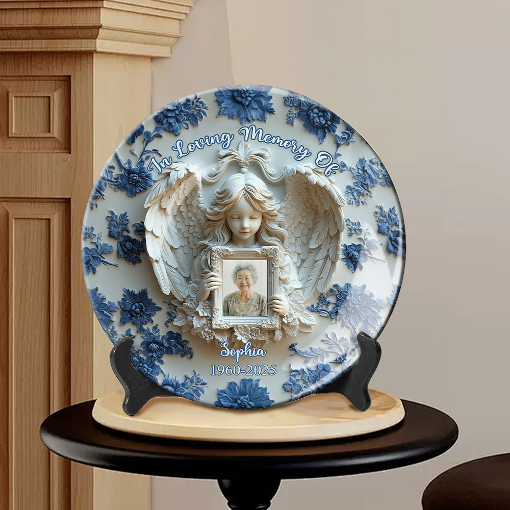 Angel Wings - Personalized Memorial Ceramic Round Plate