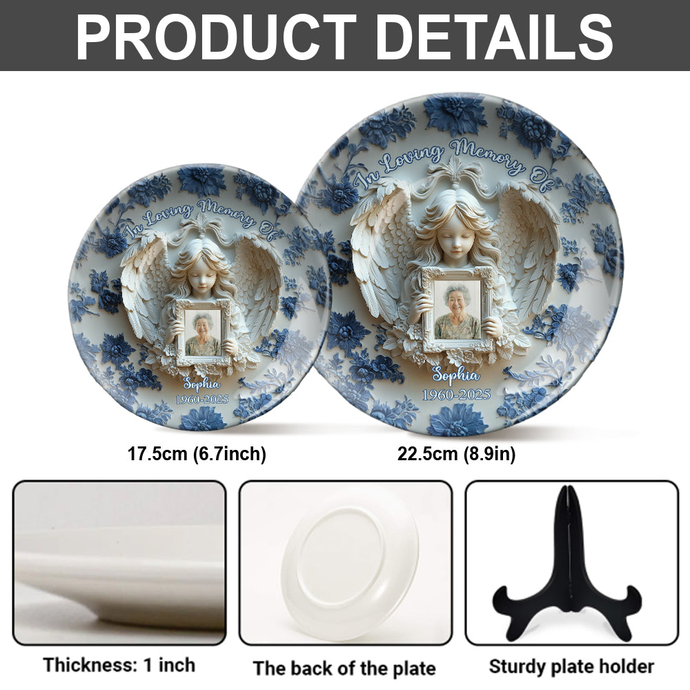 Angel Wings - Personalized Memorial Ceramic Round Plate