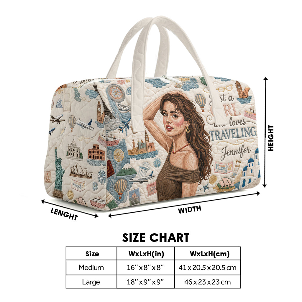 Une Fille Qui Aime Voyager - Sac de Voyage Personnalisé Matelassé